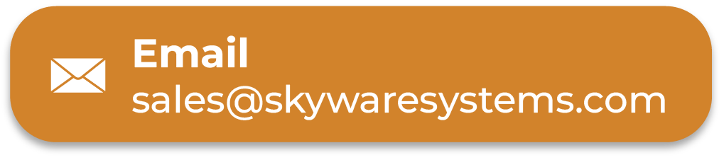 Email button with envelope icon and text: Email sales@skywaresystems.com