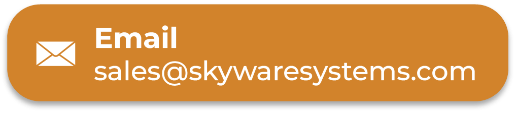 Email button with envelope icon and text: Email sales@skywaresystems.com